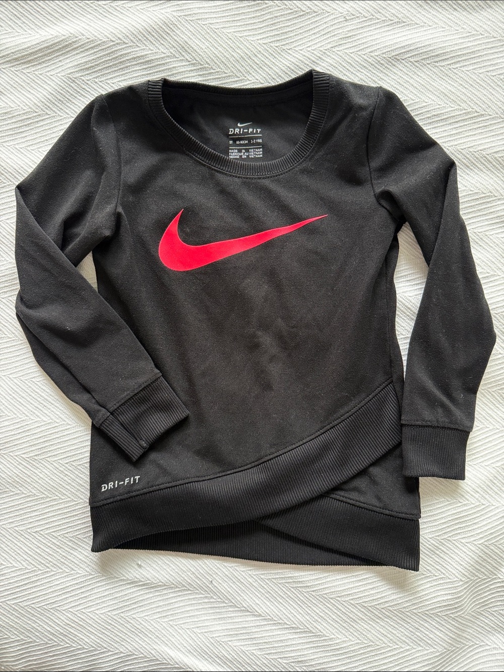 Nike Black Crew Sweatshirt with Red Swoosh
